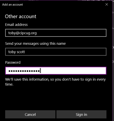 Windows 10 Mail setup